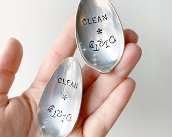 Vintage Silverware Magnet - Dishwasher - Hand Stamped - Clean / Dirty Dish Magnet - Custom - Made in the USA
