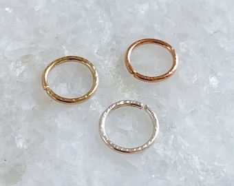 Hammered Nose Ring - Cartilage Hoop - Mini Hoop - Sterling Silver - Gold Filled - Rose Gold Filled