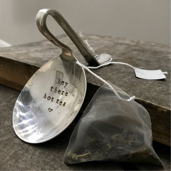 Tea Bag Holder Hand Stamped Vintage Silverplated Spoon Tea Etsy