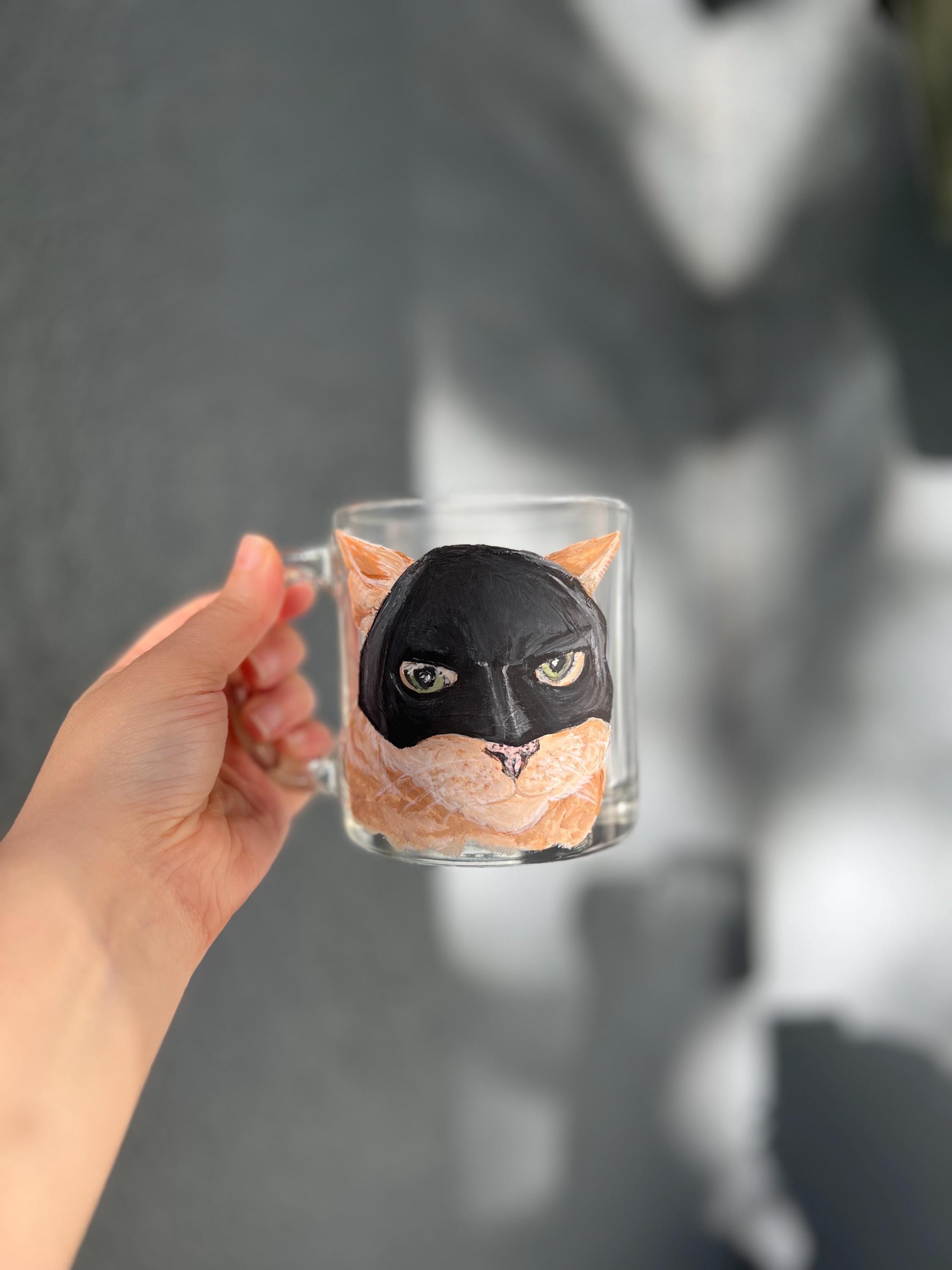 Pet Portrait Coffee Mug - Hand Painted Glass Mug with Dog or Cat Portrait - Housewarming - Host Gift