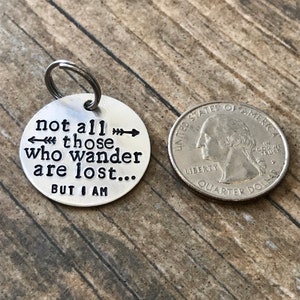 Hand Stamped Pet Tag Not All Those Who Wander Are Lost But I Am Lost Dog Aluminum Custom Dog Tag Personalized Made in the USA image 2