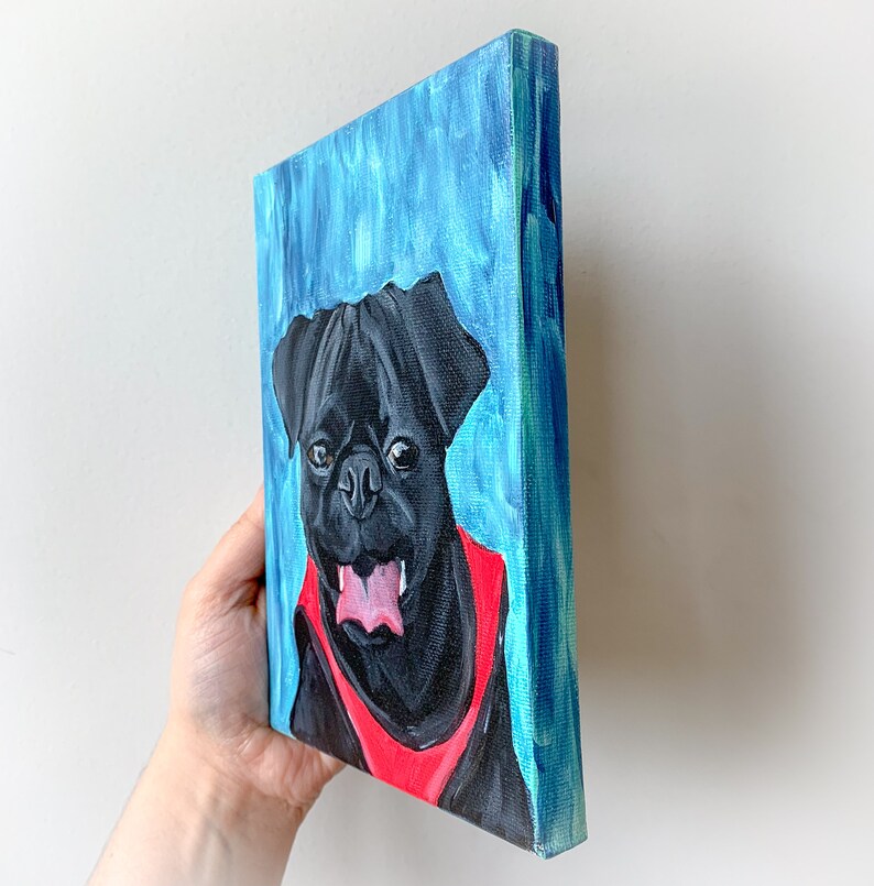 Custom Pet Portrait Hand Painted Pet on Canvas Painting Acrylic on Canvas Housewarming Home Decor 5x7 Dog Cat image 4