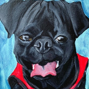 Custom Pet Portrait Hand Painted Pet on Canvas Painting Acrylic on Canvas Housewarming Home Decor 5x7 Dog Cat image 3