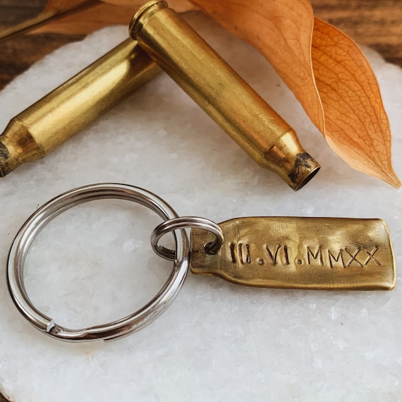 Custom Shell Casing Keychain Brass Bullet Flattened and Hand Stamped With  Date , Name , Saying of Your Choice Great Groomsmen Gift -  Canada