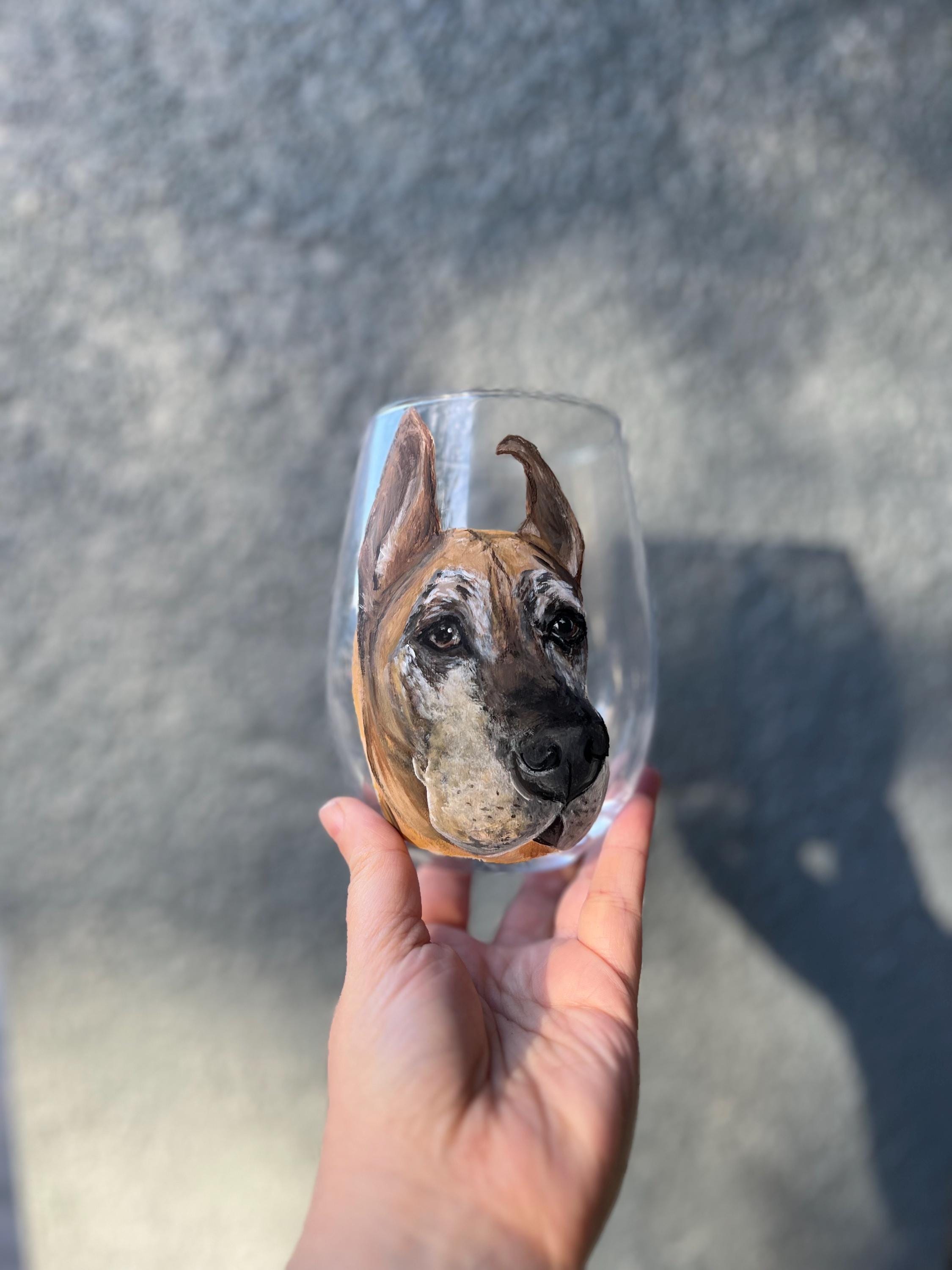 Pet Portrait Coffee Mug - Hand Painted Glass Mug with Dog or Cat Portrait - Housewarming - Host Gift