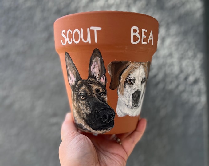 Hand-Painted Pet Portrait Pot: Personalized Terra Cotta Planter