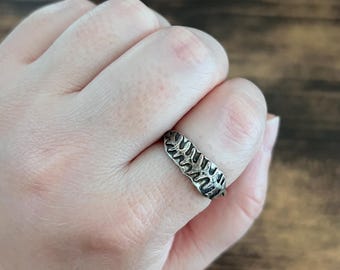 Size 7.5 Fern Ring - Sterling Silver & Copper - Handcrafted