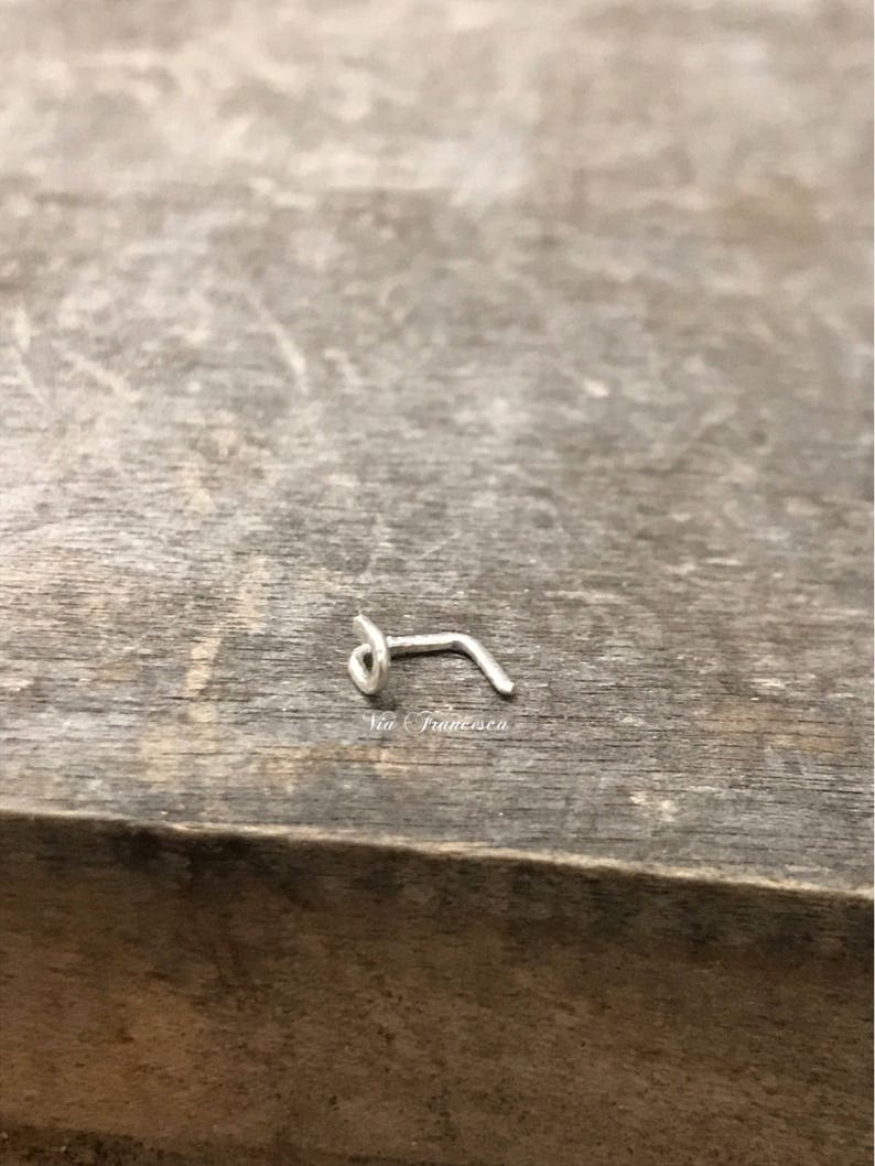 Sterling Silver Horseshoe Nose Stud Sterling Silver Wire Nose Ring Luck L-Bend Minimalist Dainty Tragus Stud image 3