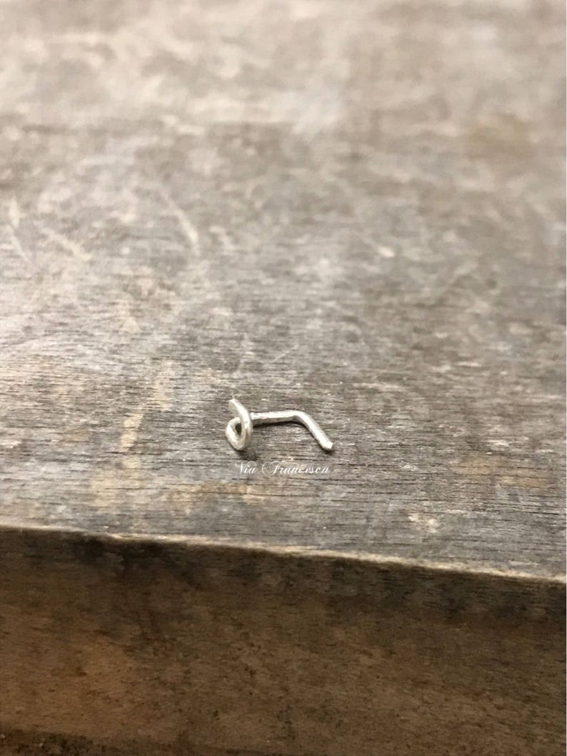 Tragus Stud Minimalist Dainty Sterling Silver Horseshoe Nose Stud L-Bend Luck Sterling Silver Wire Nose Ring