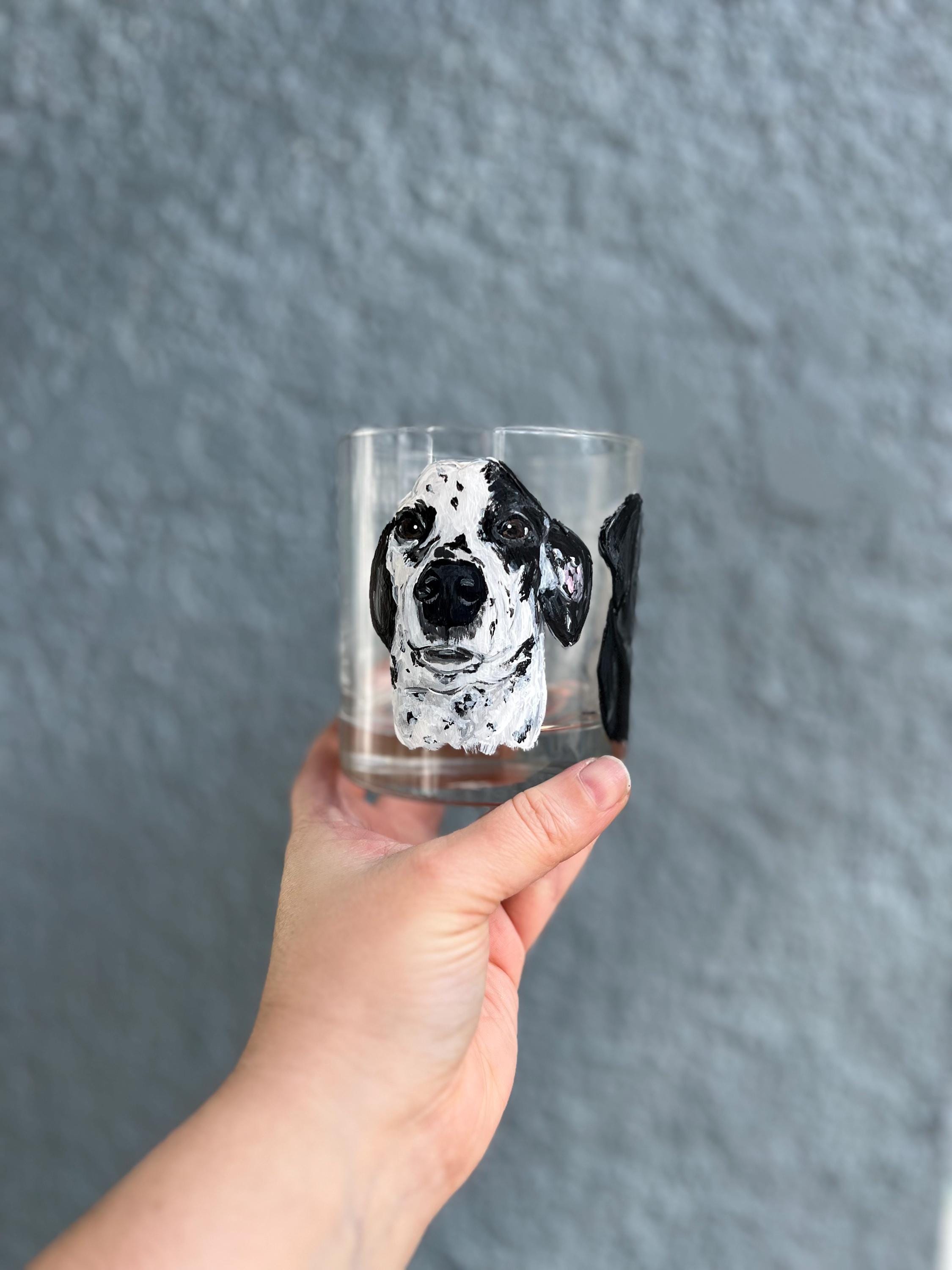 Pet Portrait Coffee Mug - Hand Painted Glass Mug with Dog or Cat Portrait - Housewarming - Host Gift