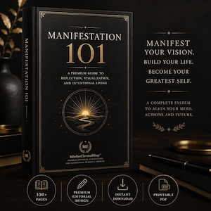 Manifestation 101 Workbook | Guided Reflection, Visualization Journal (PDF Download)