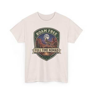 Roam Free Full Time Nomad T-Shirt | Adventure Desert Badge Tee image 4
