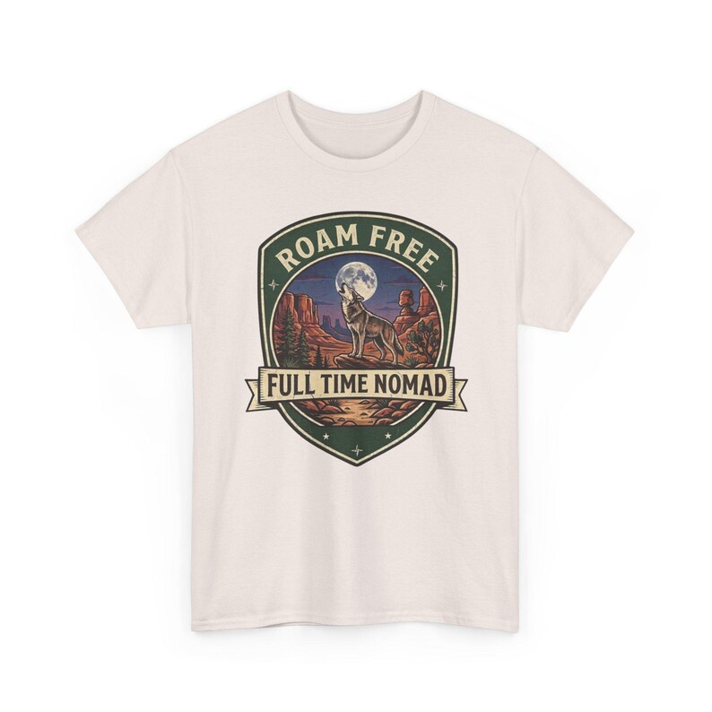 Roam Free Full Time Nomad T-Shirt | Adventure Desert Badge Tee image 4