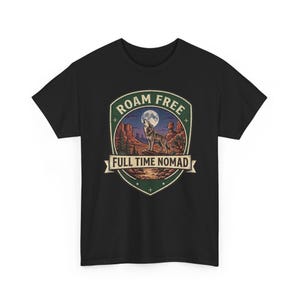 Roam Free Full Time Nomad T-Shirt | Adventure Desert Badge Tee image 2
