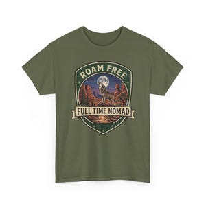 Roam Free Full Time Nomad T-Shirt | Adventure Desert Badge Tee image 7