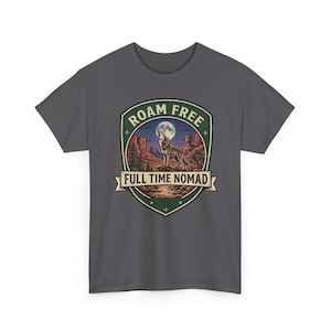 Roam Free Full Time Nomad T-Shirt | Adventure Desert Badge Tee image 10