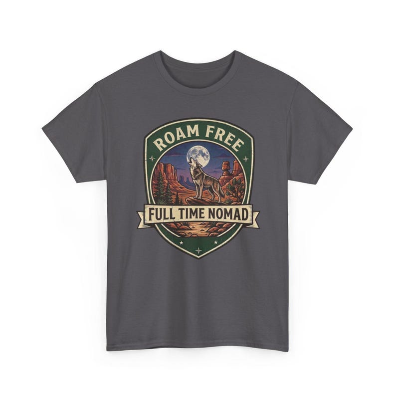 Roam Free Full Time Nomad T-Shirt | Adventure Desert Badge Tee image 10