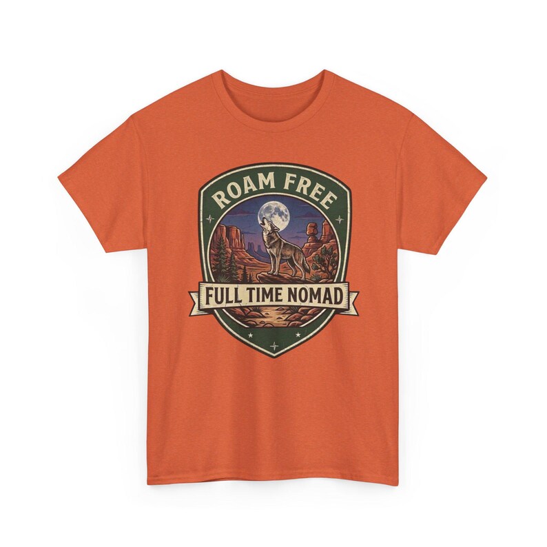 Roam Free Full Time Nomad T-Shirt | Adventure Desert Badge Tee image 6