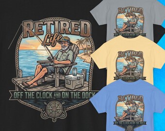Off The Clock And On The Dock Shirt, Retirement Fishing Shirt, Funny Fisherman Retirement Gift Men, Grandpa Fishing Tee, Retired 2026