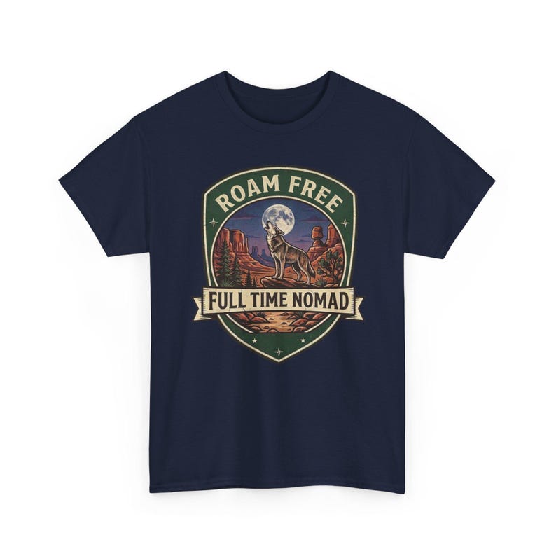Roam Free Full Time Nomad T-Shirt | Adventure Desert Badge Tee image 12