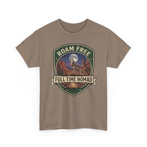 Roam Free Full Time Nomad T-Shirt | Adventure Desert Badge Tee image 5