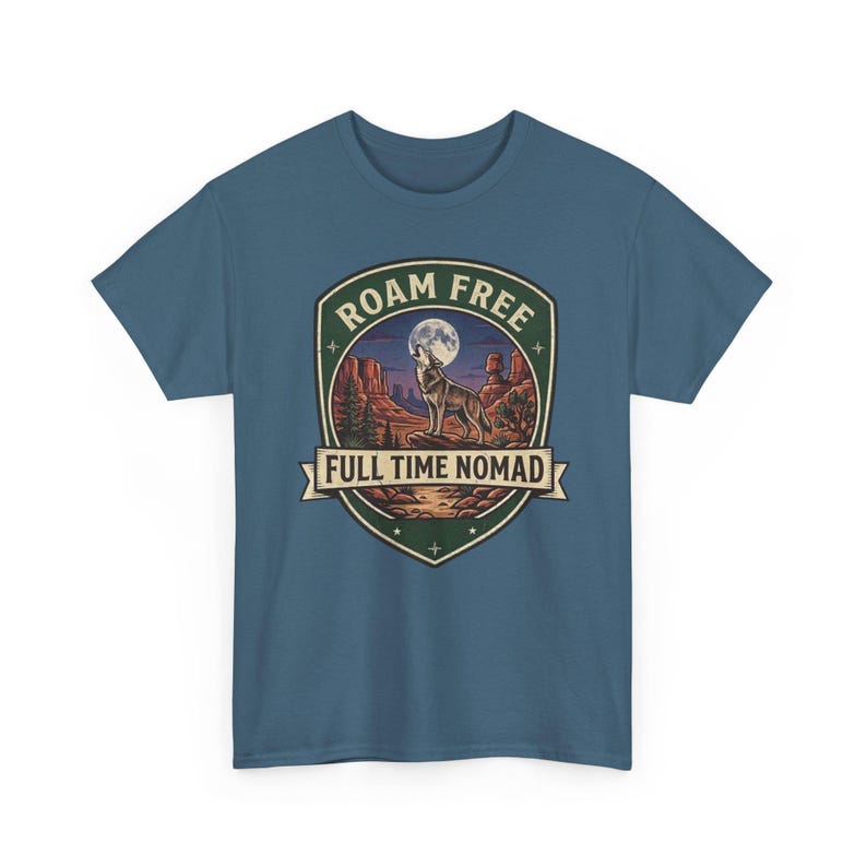 Roam Free Full Time Nomad T-Shirt | Adventure Desert Badge Tee image 9