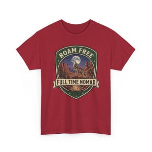 Roam Free Full Time Nomad T-Shirt | Adventure Desert Badge Tee image 14
