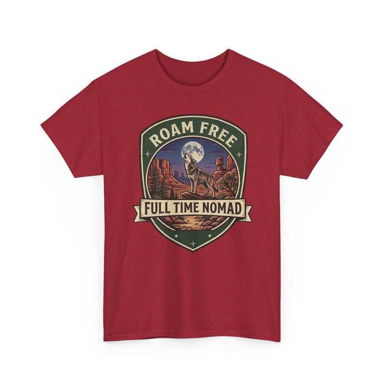 Roam Free Full Time Nomad T-Shirt | Adventure Desert Badge Tee image 14