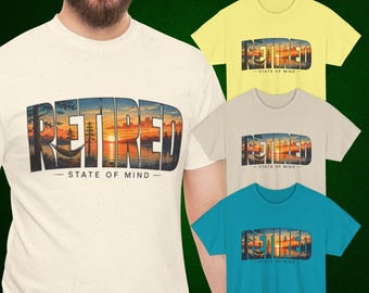 Retired State of Mind Shirt, Retro Retirement Gift, Funny Retired T-Shirt, Summer Beach Vacation Tee, Palm Trees Sunset Graphic Shirt