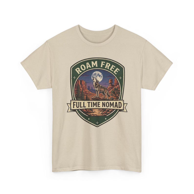 Roam Free Full Time Nomad T-Shirt | Adventure Desert Badge Tee image 3