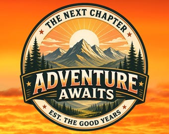 Adventure Awaits mountain badge Tee | The Next Chapter outdoor retro travel