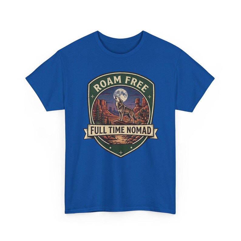 Roam Free Full Time Nomad T-Shirt | Adventure Desert Badge Tee image 11