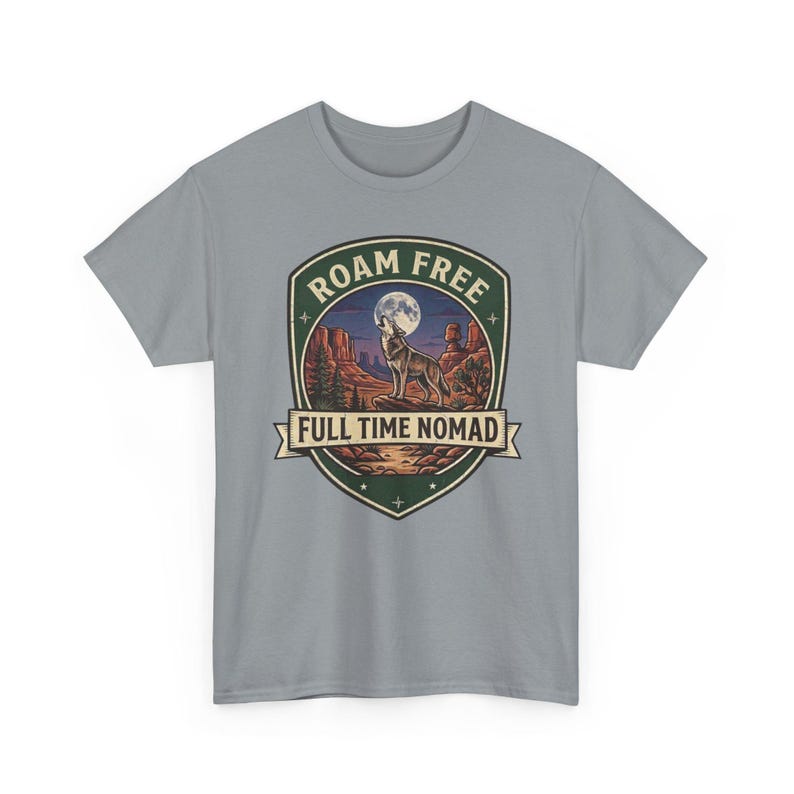 Roam Free Full Time Nomad T-Shirt | Adventure Desert Badge Tee image 8