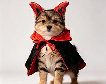 Halloween huisdier vleermuis cape, grappig hondenkostuum, kat duivel zendspoel, schattig huisdier cosplay mantel, handgemaakte huisdier verkleedoutfit