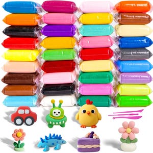 36Pcs Air Dry Clay Kit for Kids, 36 Colors Modeling Clay with 3 Sculpting Tools, DIY Craft Clay for Ages 3-12, Art Supplies