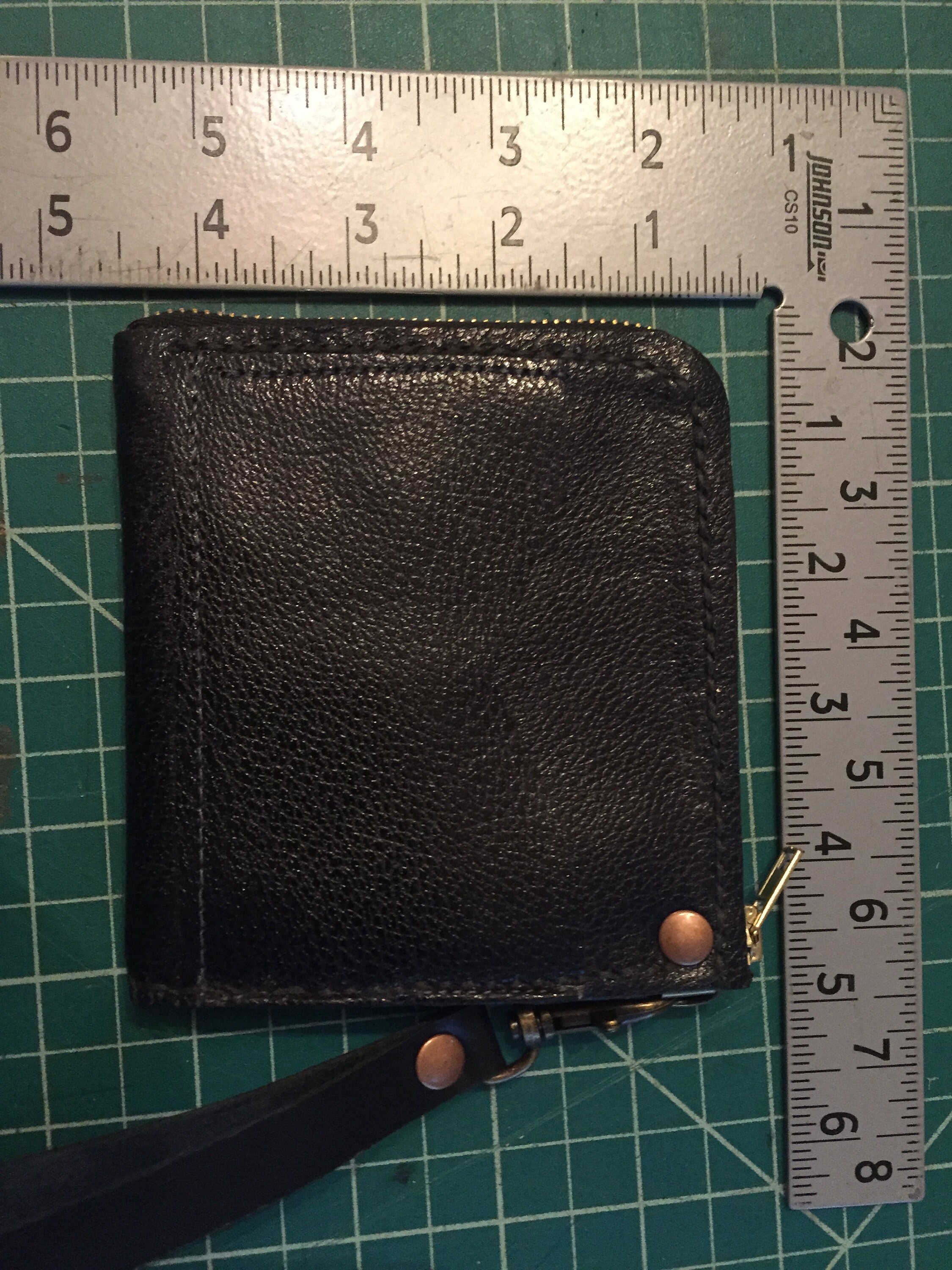 Black top grain leather wallet with wrist strap. Etsy