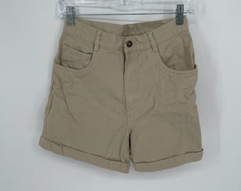 Forenza Vintage Women's Beige High Rise Cotton Twill Cuffed Chino Shorts Size 8