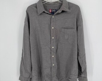 Chaps Vintage Men's Gray Flannel Long Sleeve Button Down Shirt Size XL
