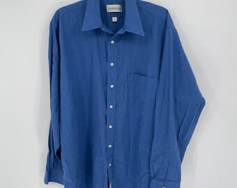 Alexander Lloyd Men's Vintage Blue Long Sleeve Button Up Dress Shirt Size 18T