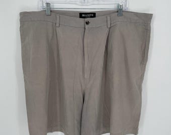 Brandini Y2K Men's Gray Silk Cotton Blend Pleated Casual Shorts Size 44" Waist