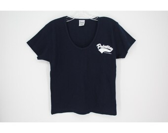 Gaziani Women's Y2K Navy-Blue Printing On Fifth Avenue Graphic Tee Size Large