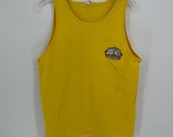 Alstyle Men's Y2K Yellow Surf City California Huntington Beach Tank Top Size L