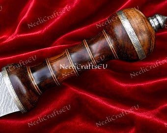Espada romana Gladius de acero de Damasco forjada a mano, empuñadura de madera de palisandro, funda de cuero (91 cm)