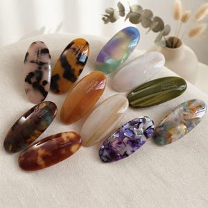 French Barrette Hair Clip, Oval Acetate Style Hair Clip, Tortoise Shell Hair Barrette, Minimalist Hair Accessory, French Style Clip for Wome
