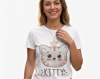 Katzen-Grafik-T-Shirt: Weiches Baumwoll-Unisex-Kitty-Shirt