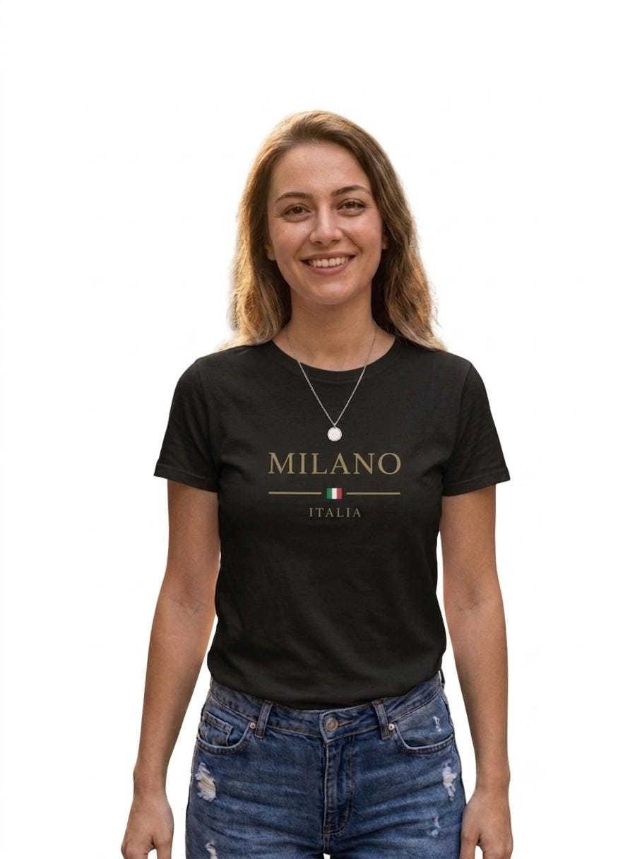 Milano Italia Script T-Shirt | Italian Flag Minimalist Graphic