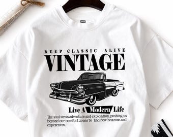 Vintage Auto-T-Shirt | Retro Classic Auto Graphic Tee | Klassisches lebendiges Shirt
