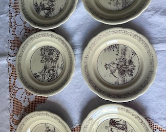 GIEN France Vieille Marseille • Komplettes Set aus 6 Tellern mit verschiedenen Motiven • Originalverpackung • Vintage 1970er–1980er Jahre