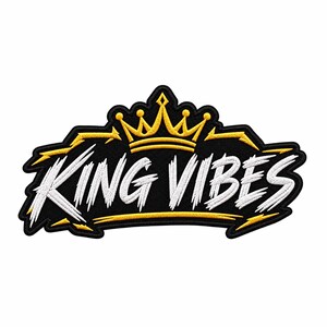 King Vibes Embroidered Patch Crown Lightning Streetwear Badge
