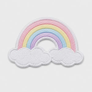 Embroidered Rainbow Cloud Patch | Iron-On Applique for Clothing, Bags